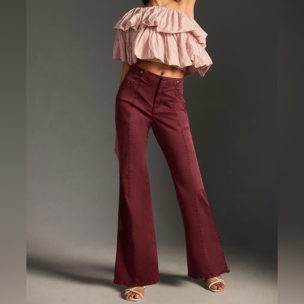 Pilcro Low-Rise Utility Demilune Pants size 30 color burgundy